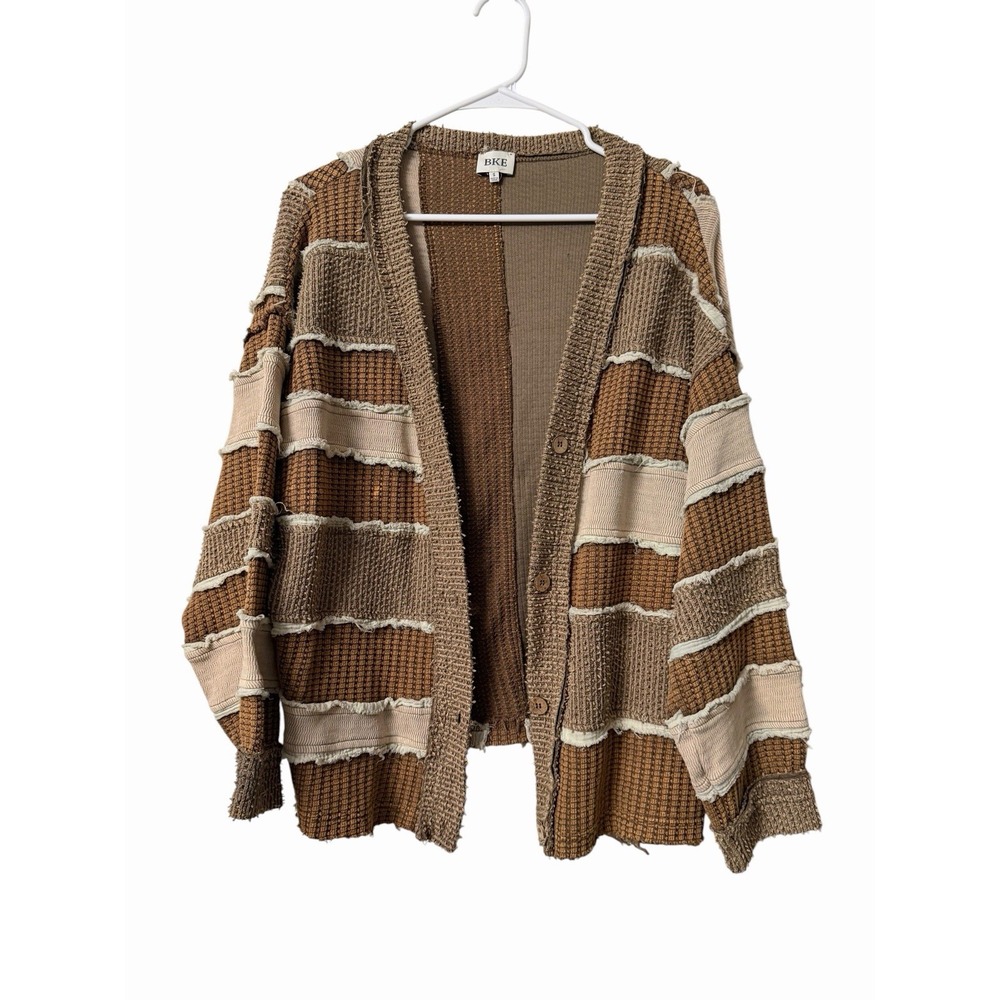 BKE Boutique Colorblock Waffle Knit Cardigan Small Boho Western